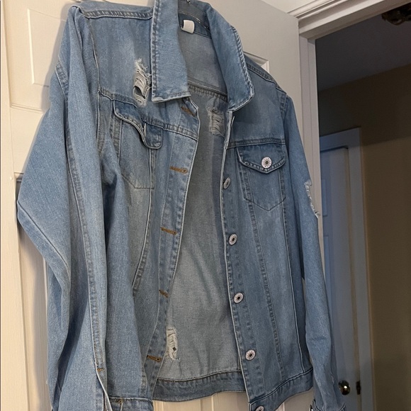 Jackets & Blazers - Distressed Light Blue Denim Jacket